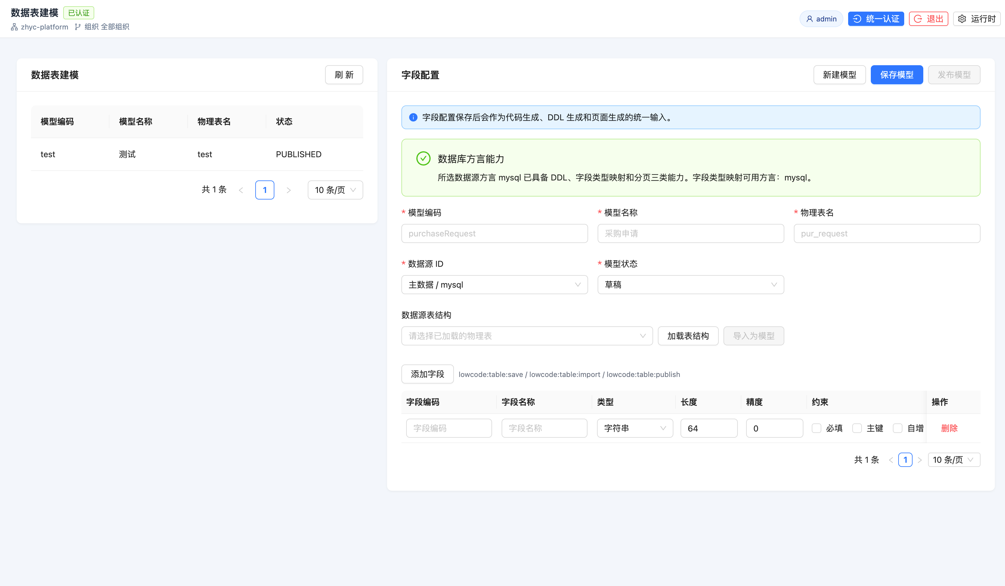 数据表建模